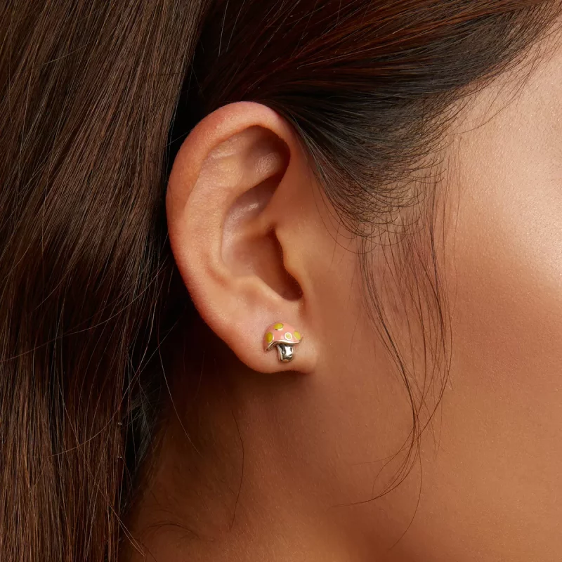 (imagen para) Estilo Pandora - Lindos Pendientes de Botón en forma de Setita - SCE1336 - Ver 6