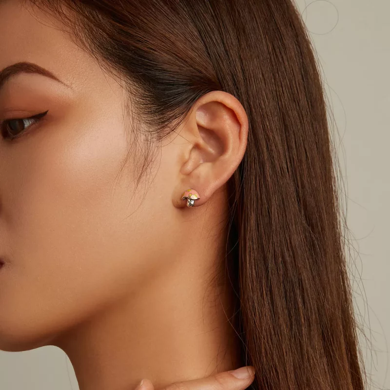 (imagen para) Estilo Pandora - Lindos Pendientes de Botón en forma de Setita - SCE1336 - Ver 8