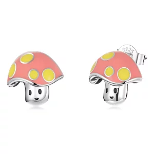 (imagen para) Estilo Pandora - Lindos Pendientes de Botón en forma de Setita - SCE1336