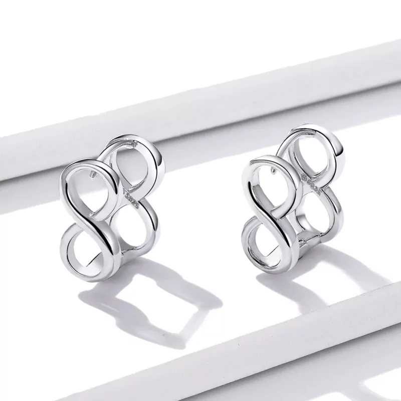 (imagen para) Estilo Pandora Minimalismo - Pendientes de Botón Infinity - BSE503 - Ver 2