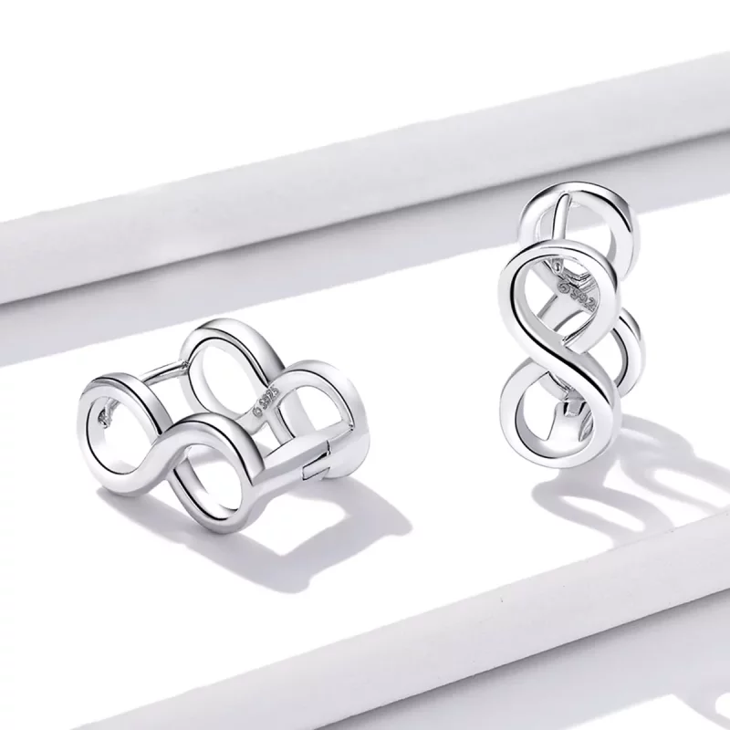 (imagen para) Estilo Pandora Minimalismo - Pendientes de Botón Infinity - BSE503 - Ver 3