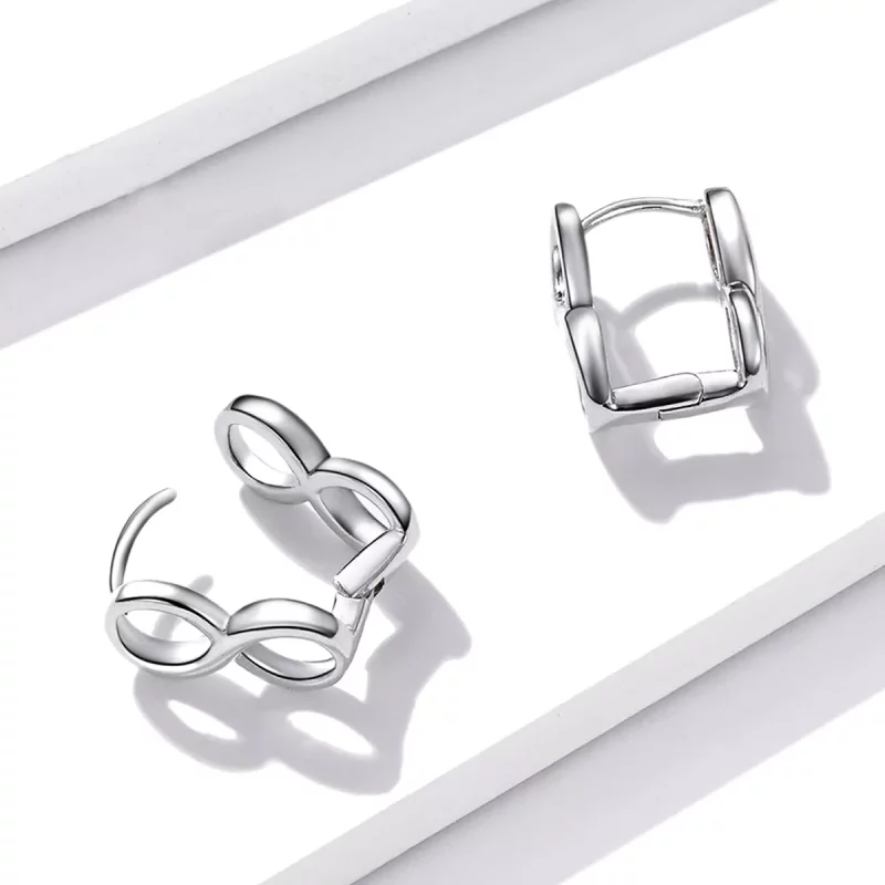 (imagen para) Estilo Pandora Minimalismo - Pendientes de Botón Infinity - BSE503 - Ver 4