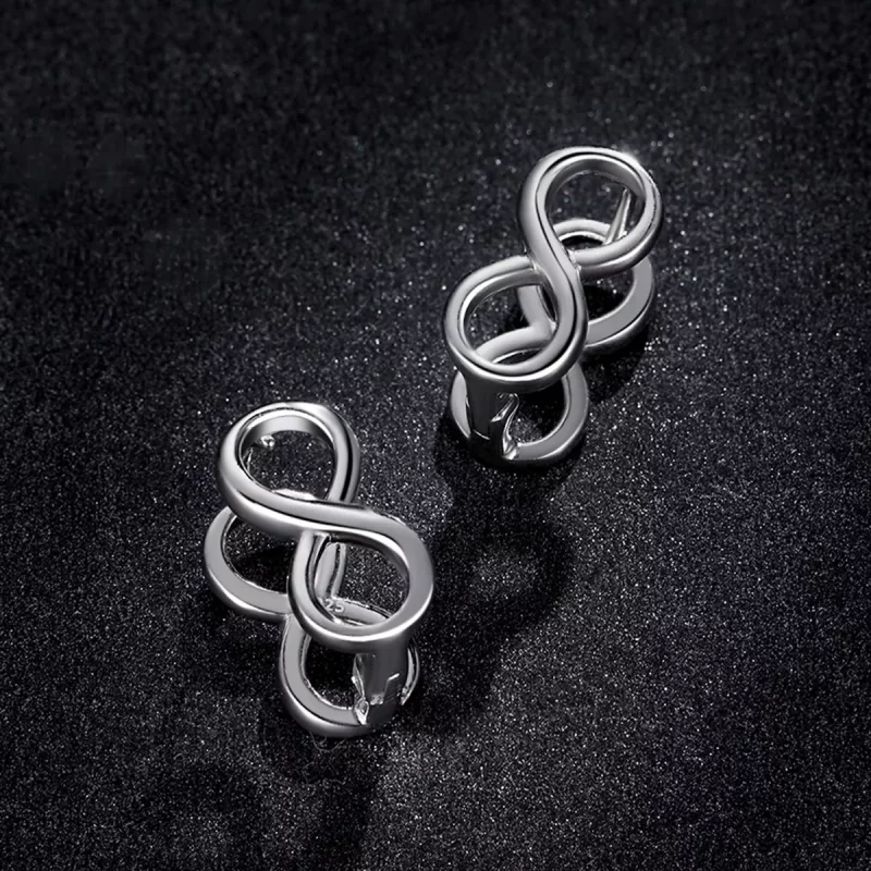 (imagen para) Estilo Pandora Minimalismo - Pendientes de Botón Infinity - BSE503 - Ver 5