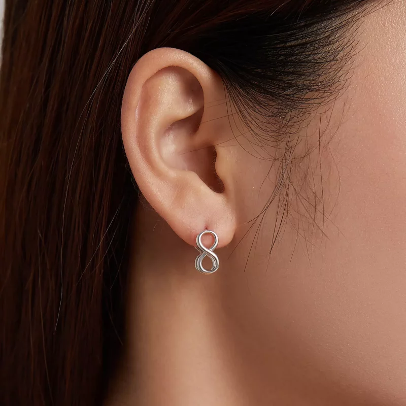 (imagen para) Estilo Pandora Minimalismo - Pendientes de Botón Infinity - BSE503 - Ver 8