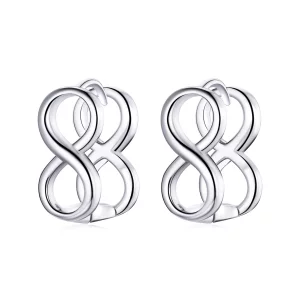 (imagen para) Estilo Pandora Minimalismo - Pendientes de Botón Infinity - BSE503
