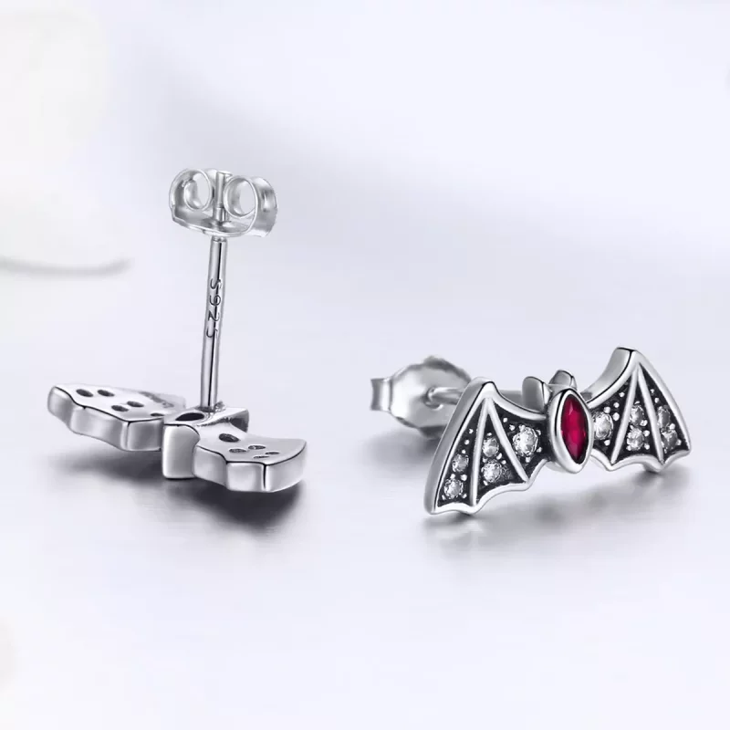 (imagen para) Estilo Pandora Misterio Murciélago Pendientes de Botón - BSE004 - Ver 3