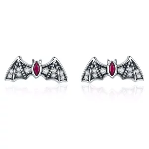 (imagen para) Estilo Pandora Misterio Murciélago Pendientes de Botón - BSE004