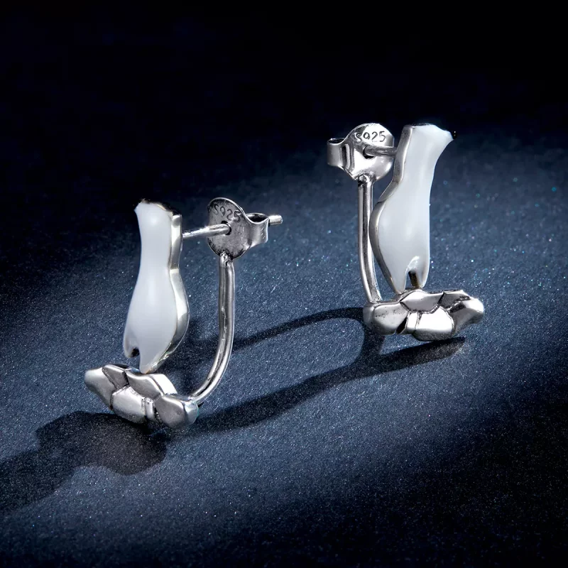 (imagen para) Estilo Pandora Oso Polar sobre Pendientes de Hielo Agrietado - BSE347 - Ver 5