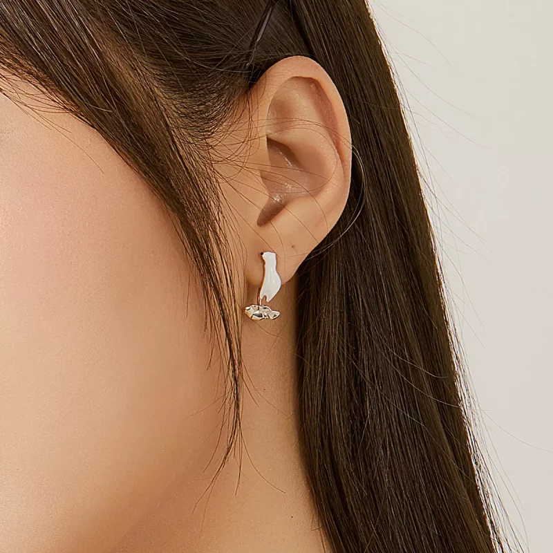 (imagen para) Estilo Pandora Oso Polar sobre Pendientes de Hielo Agrietado - BSE347 - Ver 7