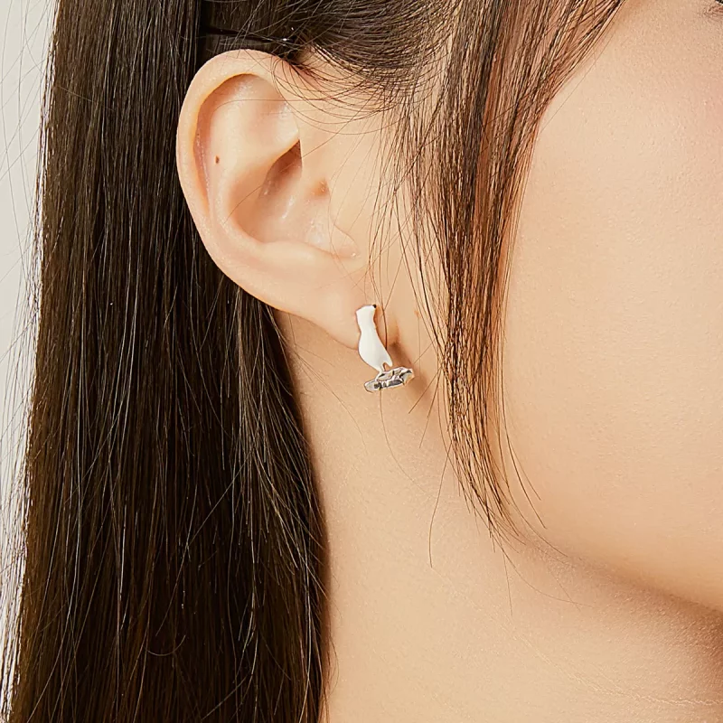 (imagen para) Estilo Pandora Oso Polar sobre Pendientes de Hielo Agrietado - BSE347 - Ver 8