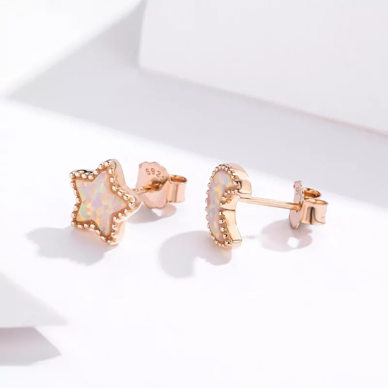 (imagen para) Estilo Pandora Pendientes Asimétricos de Luna - SCE691 - Ver 3