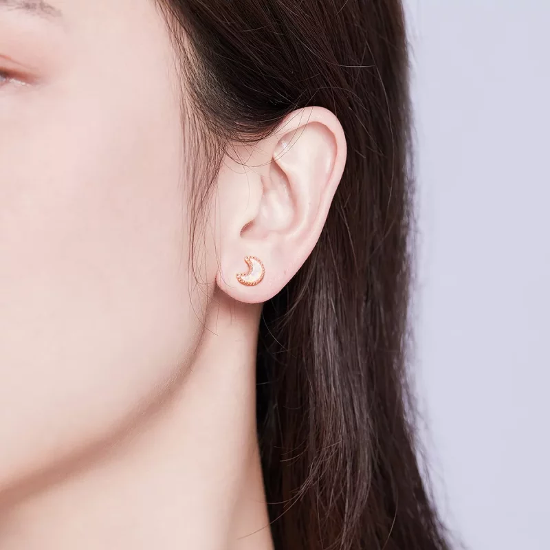 (imagen para) Estilo Pandora Pendientes Asimétricos de Luna - SCE691 - Ver 5