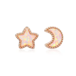 Estilo Pandora Pendientes Asimétricos de Luna - SCE691 (imagen para) Estilo Pandora Pendientes Asimétricos de Luna - SCE691