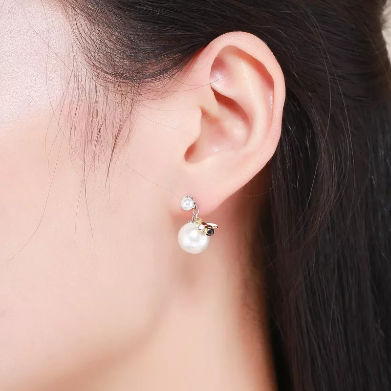 (imagen para) Estilo Pandora Pendientes de Abeja y Perla para Mujer - SCE232 - Ver 8