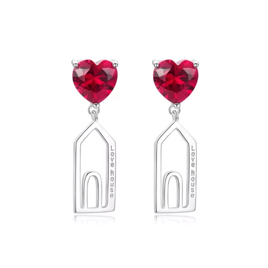 (imagen para) Estilo Pandora Pendientes de Botón Casa Completa - BSE133