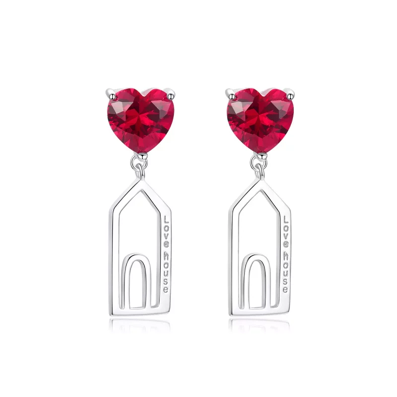 (imagen para) Estilo Pandora Pendientes de Botón Casa Completa - BSE133
