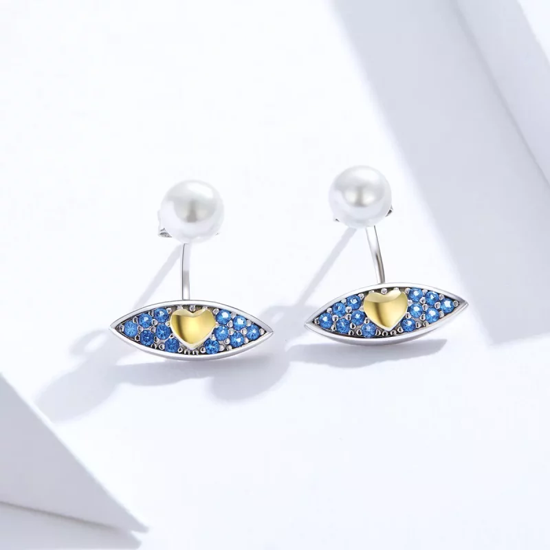 (imagen para) Estilo Pandora Pendientes de Botón con Ojo de Diablo - SCE822 - Ver 2