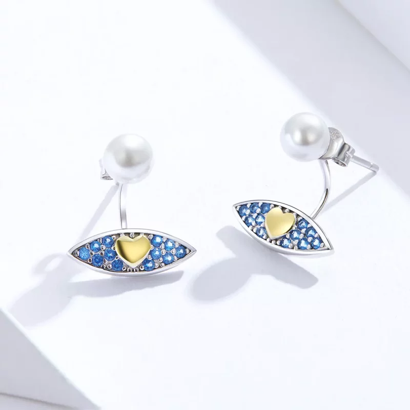 (imagen para) Estilo Pandora Pendientes de Botón con Ojo de Diablo - SCE822 - Ver 3