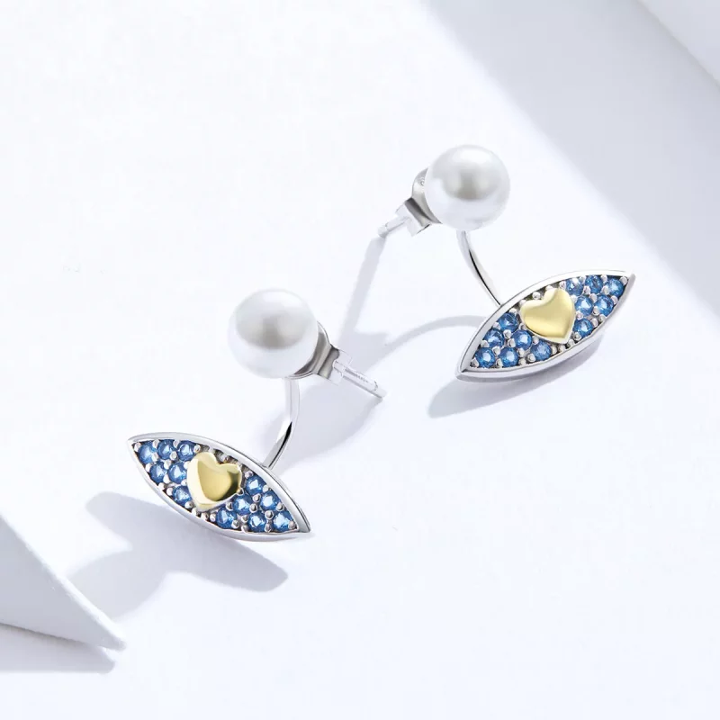 (imagen para) Estilo Pandora Pendientes de Botón con Ojo de Diablo - SCE822 - Ver 4