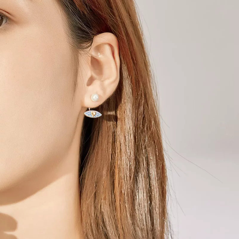 (imagen para) Estilo Pandora Pendientes de Botón con Ojo de Diablo - SCE822 - Ver 6
