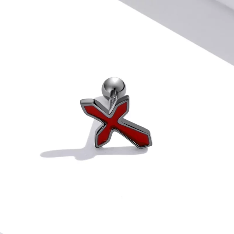 (imagen para) Estilo Pandora Pendientes de Botón Cruz Oscuros - SCE1327 - Ver 2
