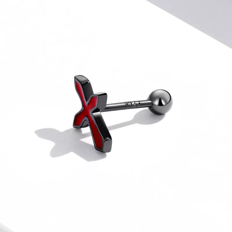 (imagen para) Estilo Pandora Pendientes de Botón Cruz Oscuros - SCE1327 - Ver 3