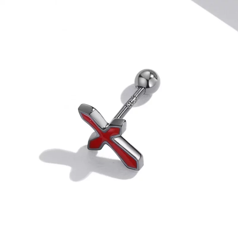 (imagen para) Estilo Pandora Pendientes de Botón Cruz Oscuros - SCE1327 - Ver 4