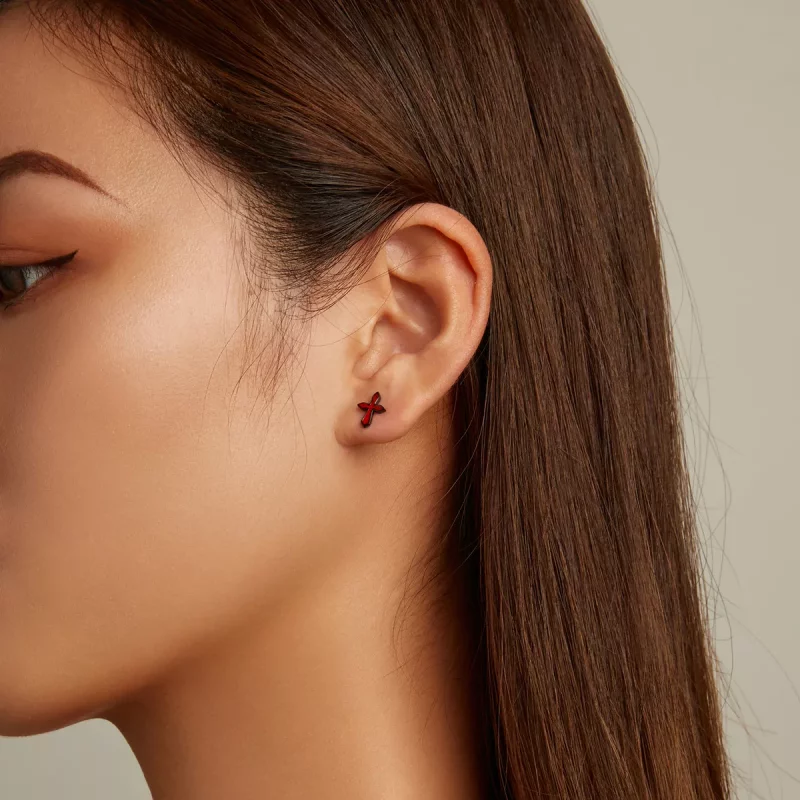 (imagen para) Estilo Pandora Pendientes de Botón Cruz Oscuros - SCE1327 - Ver 6