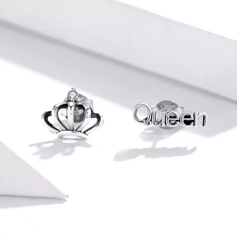 (imagen para) Estilo Pandora Pendientes de Botón de Corona Simple - SCE934 - Ver 2