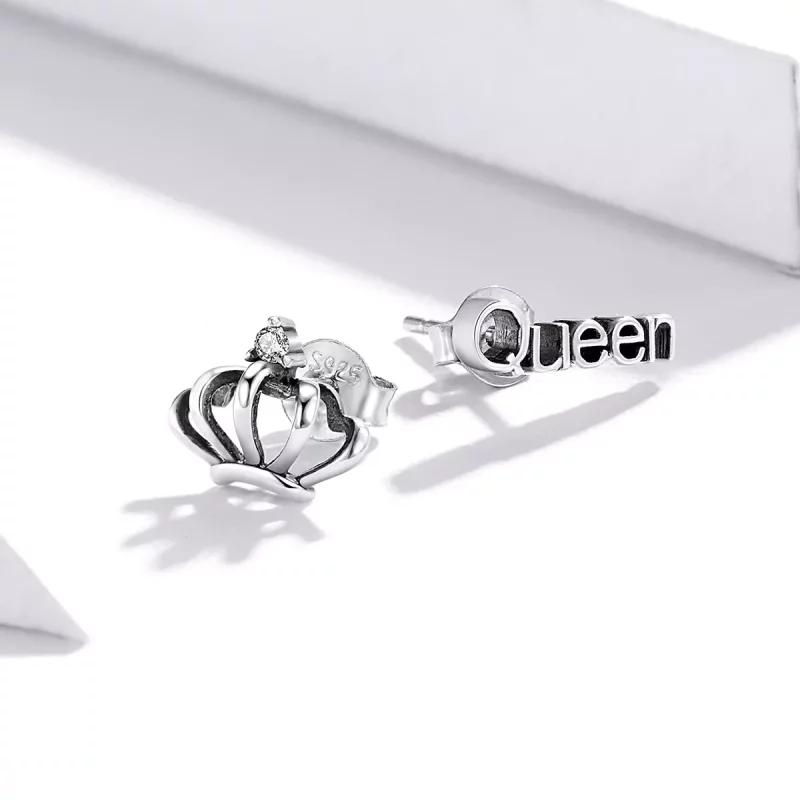 (imagen para) Estilo Pandora Pendientes de Botón de Corona Simple - SCE934 - Ver 3