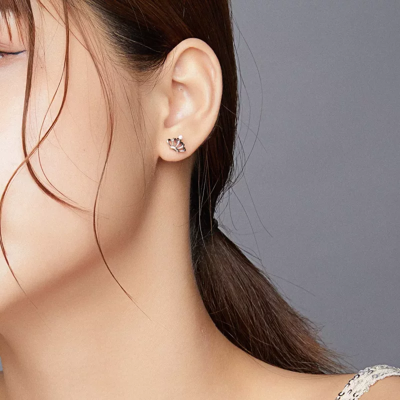 (imagen para) Estilo Pandora Pendientes de Botón de Corona Simple - SCE934 - Ver 5