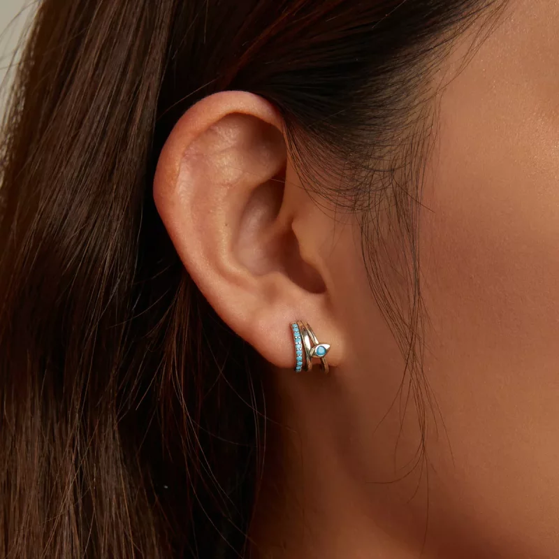 (imagen para) Estilo Pandora Pendientes de Botón de Círculo con Ojo de Diablo - BSE571 - Ver 6