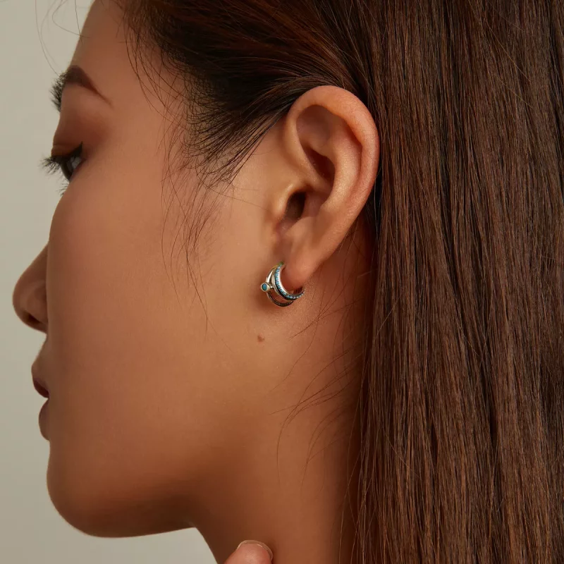 (imagen para) Estilo Pandora Pendientes de Botón de Círculo con Ojo de Diablo - BSE571 - Ver 7
