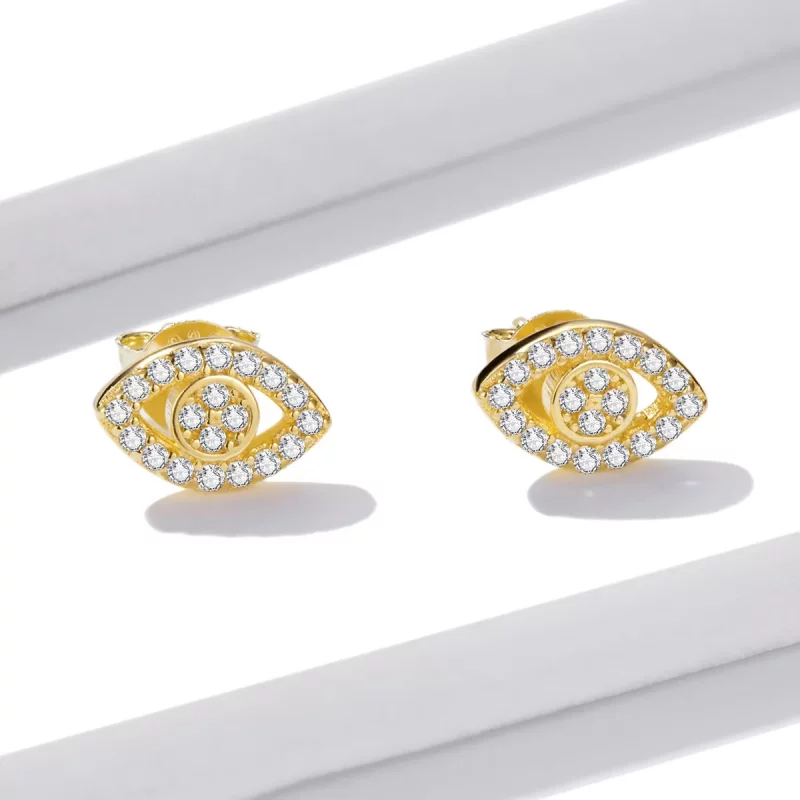 (imagen para) Estilo Pandora Pendientes de Botón Ojo del Diablo - BSE518 - Ver 2