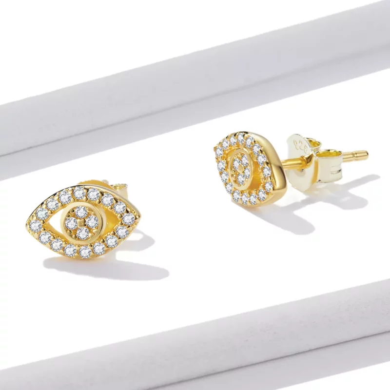 (imagen para) Estilo Pandora Pendientes de Botón Ojo del Diablo - BSE518 - Ver 3