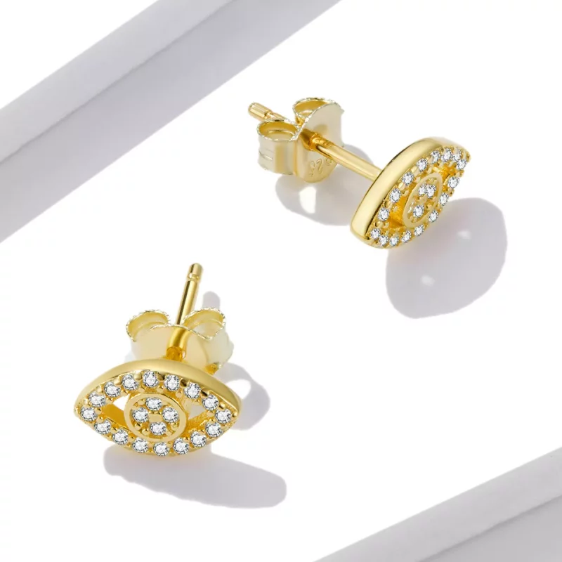 (imagen para) Estilo Pandora Pendientes de Botón Ojo del Diablo - BSE518 - Ver 4