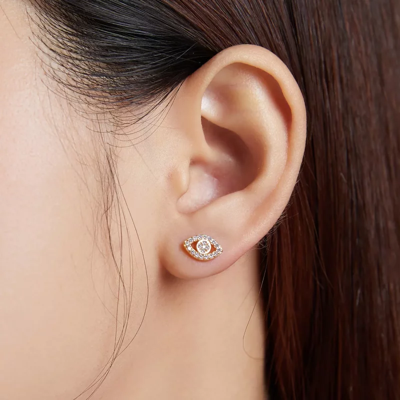 (imagen para) Estilo Pandora Pendientes de Botón Ojo del Diablo - BSE518 - Ver 6