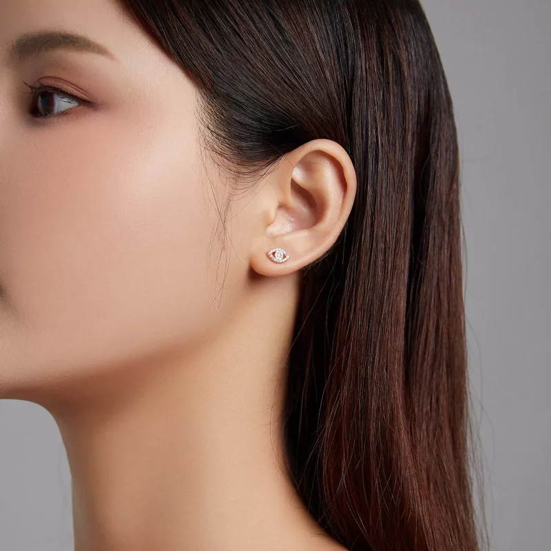 (imagen para) Estilo Pandora Pendientes de Botón Ojo del Diablo - BSE518 - Ver 7