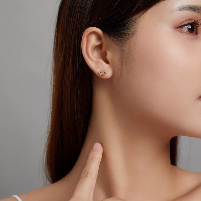 (imagen para) Estilo Pandora Pendientes de Botón Ojo del Diablo - BSE518 - Ver 8