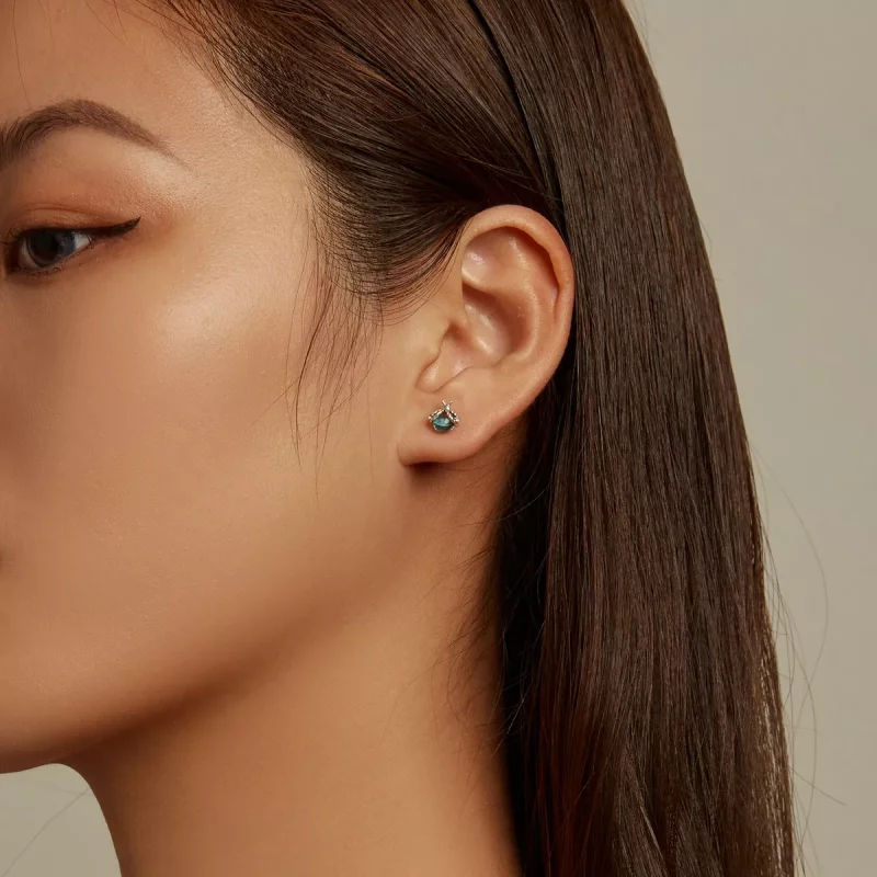 (imagen para) Estilo Pandora Pendientes de Estudio Asimétricos con Margarita y Mariquita - SCE - Ver 7