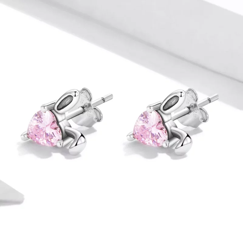 (imagen para) Estilo Pandora Pendientes de Estudio con Forma de Orejas de Conejo de Amor - SCE - Ver 2