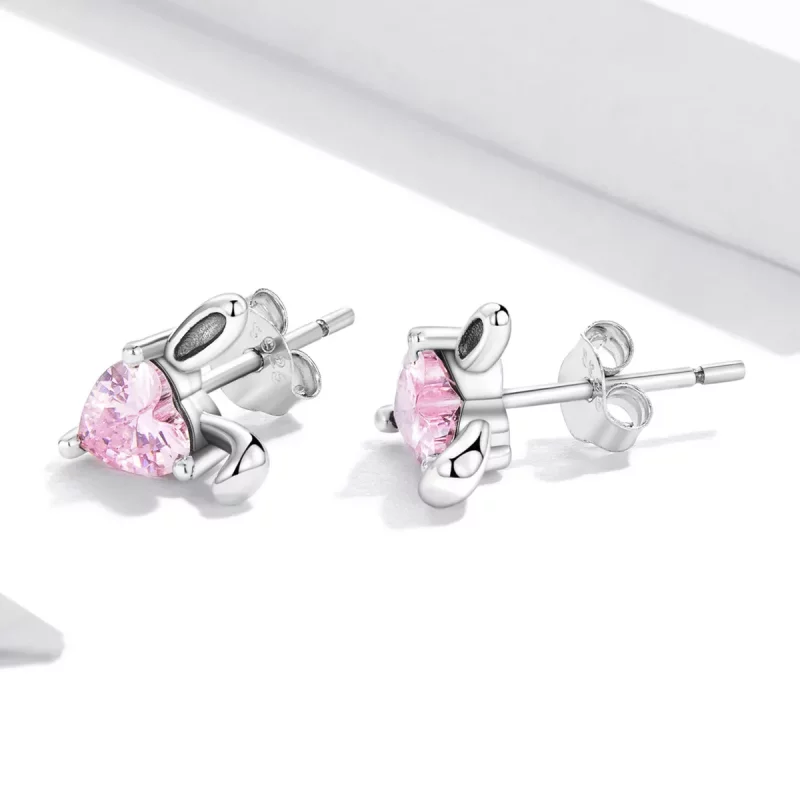 (imagen para) Estilo Pandora Pendientes de Estudio con Forma de Orejas de Conejo de Amor - SCE - Ver 3