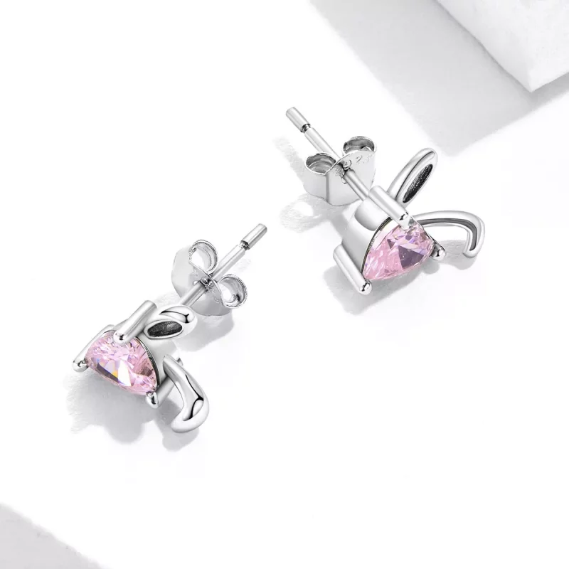 (imagen para) Estilo Pandora Pendientes de Estudio con Forma de Orejas de Conejo de Amor - SCE - Ver 4