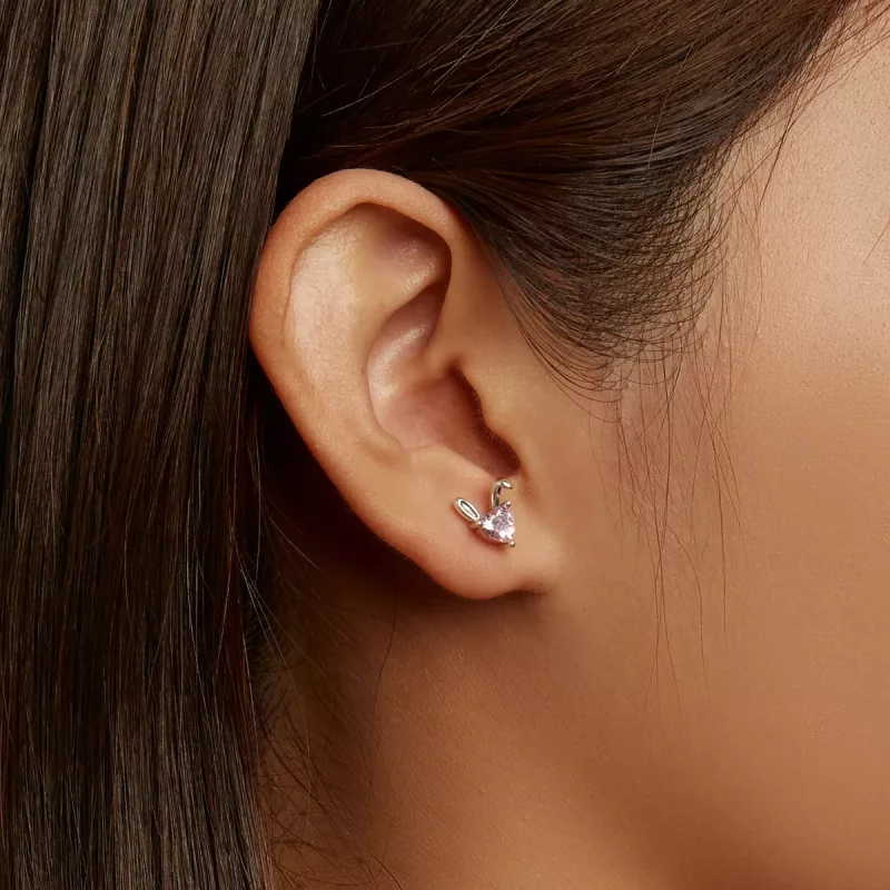 (imagen para) Estilo Pandora Pendientes de Estudio con Forma de Orejas de Conejo de Amor - SCE - Ver 6