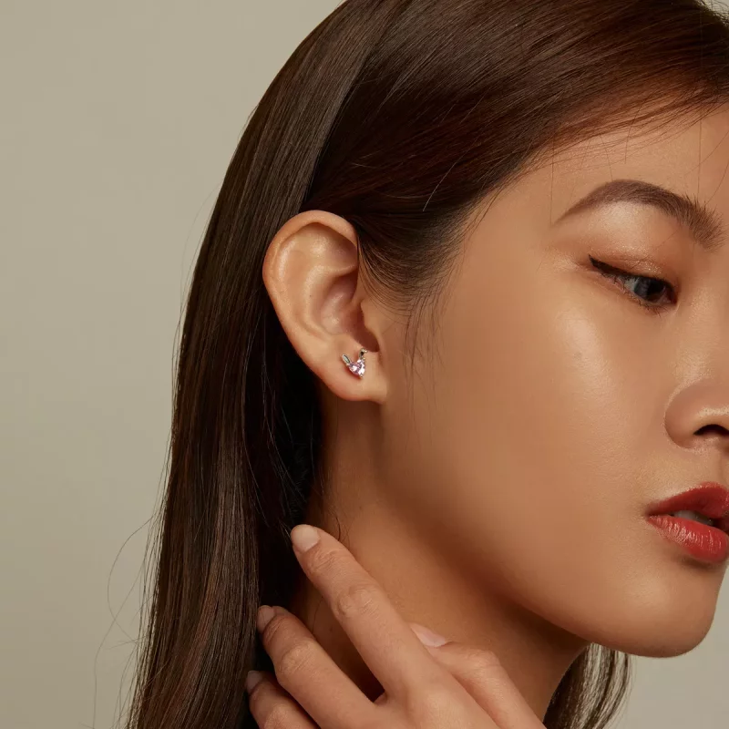 (imagen para) Estilo Pandora Pendientes de Estudio con Forma de Orejas de Conejo de Amor - SCE - Ver 7
