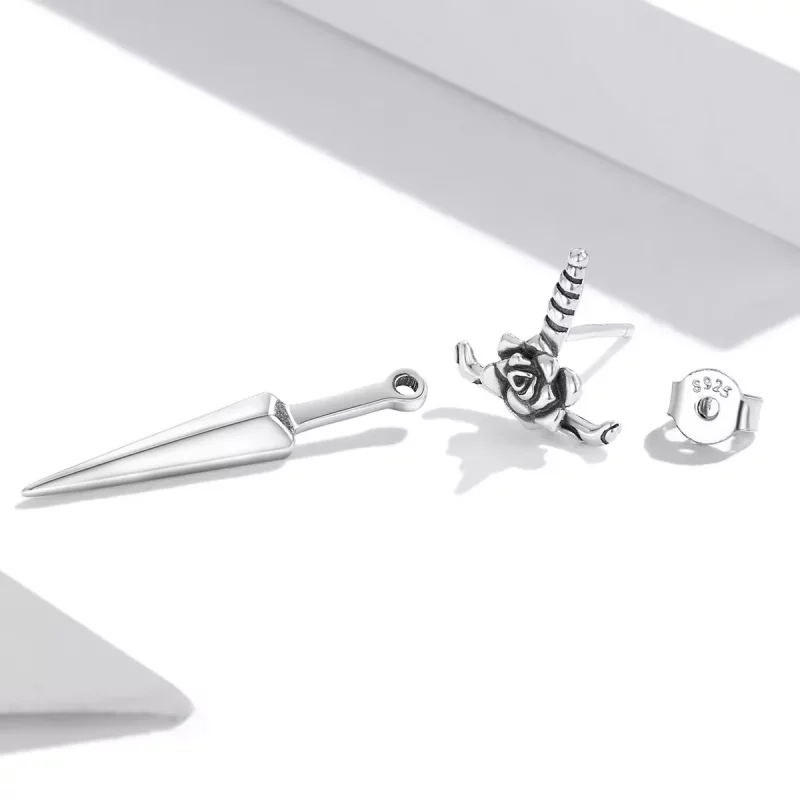 (imagen para) Estilo Pandora Pendientes de Estudio de Daga de Rosa - SCE1349 - Ver 4