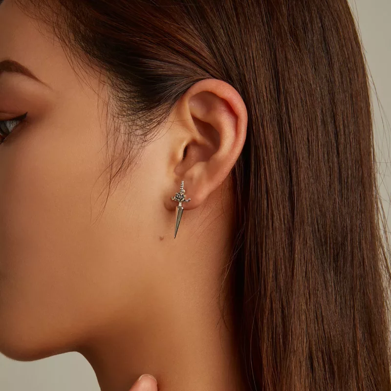 (imagen para) Estilo Pandora Pendientes de Estudio de Daga de Rosa - SCE1349 - Ver 8