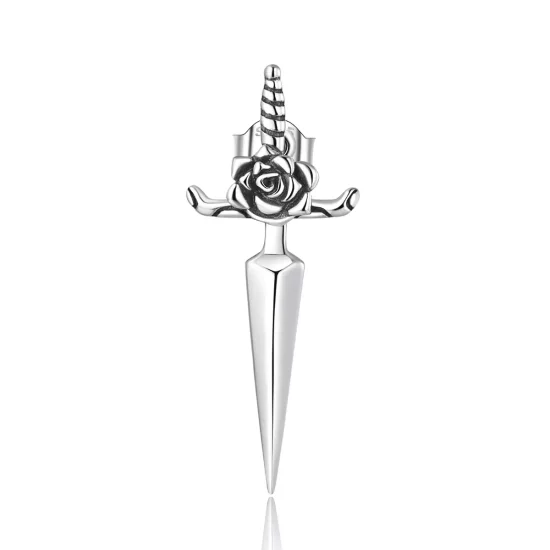 (imagen para) Estilo Pandora Pendientes de Estudio de Daga de Rosa - SCE1349