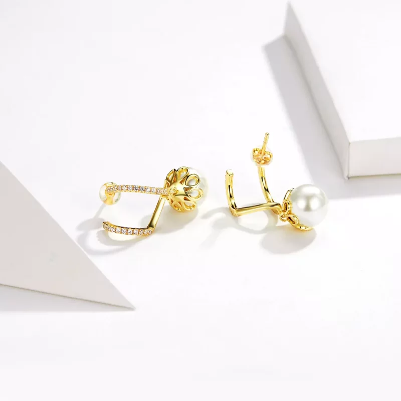(imagen para) Estilo Pandora Pendientes de Perlas Suaves - BSE151 - Ver 2