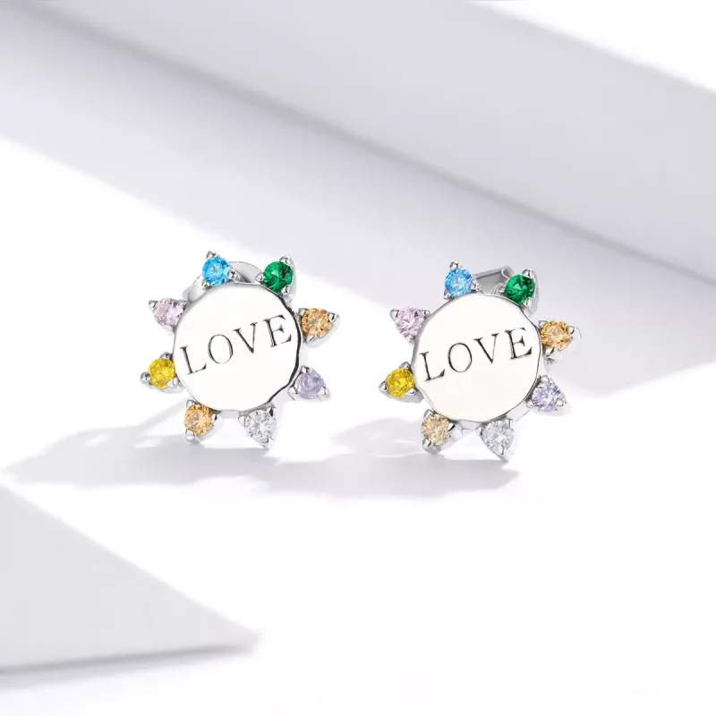 (imagen para) Estilo Pandora Pendientes de Tuerca Dulce Amor - SCE892 - Ver 2